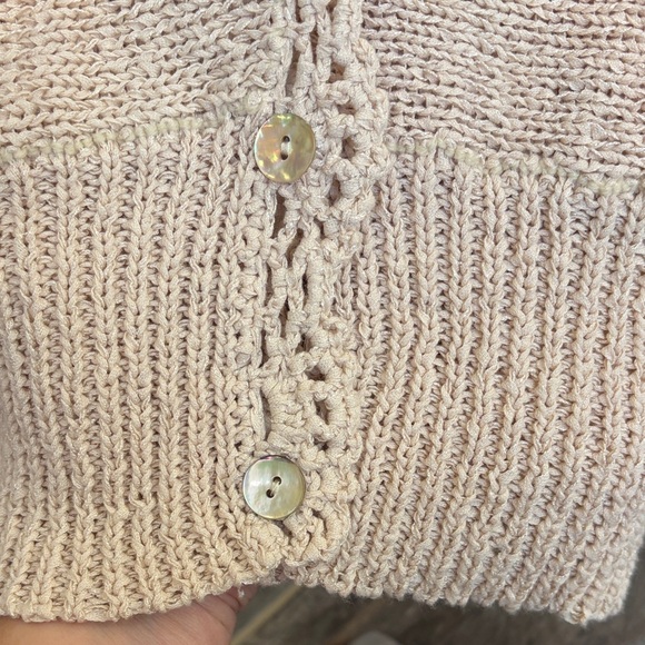 Women’s Open Knit Short Sleeve Cardigan S Cottagecore Coastal Grandma Boho - Picture 9 of 13